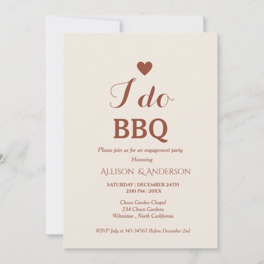 Modern wit script ik doe bbq verlovingsfeest kaart (Voorkant)