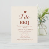 Modern wit script ik doe bbq verlovingsfeest kaart (Staand voorkant)
