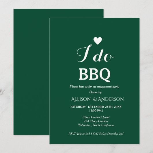 Modern wit script ik doe bbq verlovingsfeest kaart (Voorkant / Achterkant)