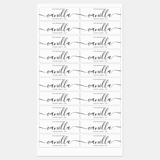 Modern wit script kaars product label (Vel)