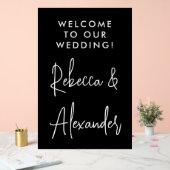 Modern wit script Koppels Namen Bruiloft Welkom Acryl Bord (Huwelijk)
