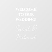 Modern wit script Koppels Namen Bruiloft Welkom Raamsticker (Vel)