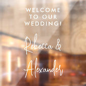 Modern wit script Koppels Namen Bruiloft Welkom Raamsticker (Vel 2)