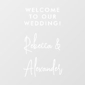 Modern wit script Koppels Namen Bruiloft Welkom Raamsticker (Vel)