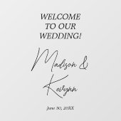 Modern wit script Koppels Namen Bruiloft Welkom Raamsticker (Vel)