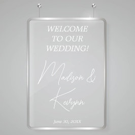 Modern wit script Koppels Namen Bruiloft Welkom Raamsticker