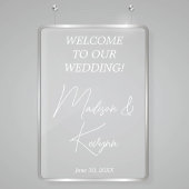 Modern wit script Koppels Namen Bruiloft Welkom Raamsticker