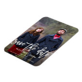 Modern Wit Script Sla de datum bruiloft foto Magneet (Linkerzijde)