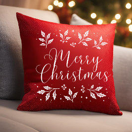 Modern wit script vrolijk kerstfeest Sierkussen