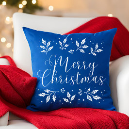 Modern wit script vrolijk kerstfeest Sierkussen