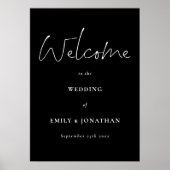Modern wit script zwart Welkom bij Wedding Poste Poster (Voorkant)