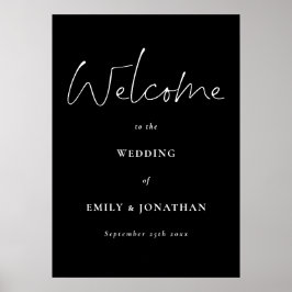 Modern wit script zwart Welkom bij Wedding Poste Poster