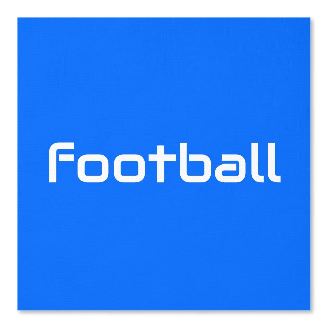 Modern wit strak FOOTBALL tekst op felblauw Behang (Voorkant)