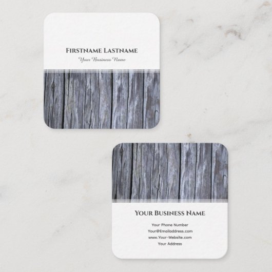 Modern wit strepen grijs hout interieur design vierkante visitekaartje (Voorkant / Achterkant)