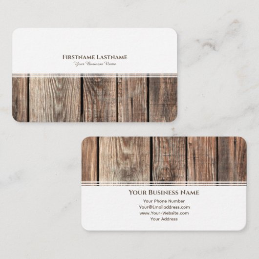 Modern wit strepen hout interieur elegant visitekaartje (Voorkant / Achterkant)