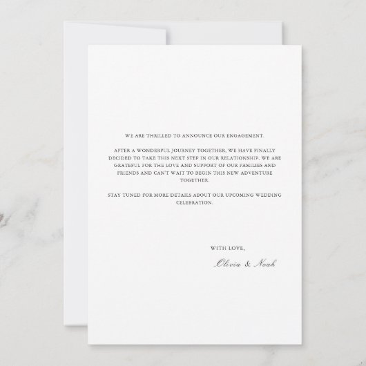 Modern Wit Verloving Aankondiging Kaart (Achterkant)
