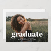 Modern wit vet Afstuderen tekst foto Afstuderen Aankondiging (Voorkant / Achterkant)