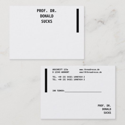 Modern, wit, vet visitekaartje (Voorkant / Achterkant)