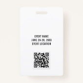 Modern Wit VIP Alle Toegang QR Code Event Badge (Achterkant)