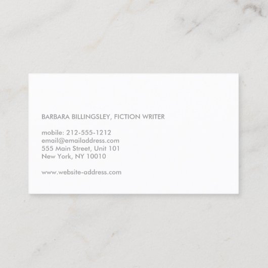 MODERN WIT VISITEKAARTJE VOOR AUTEURS EN SCHRIJVER (Achterkant)