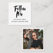 Modern wit volg me foto sociale media minimaal vierkante visitekaartje (Voorkant / Achterkant)