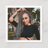 Modern wit volg me foto sociale media minimaal vierkante visitekaartje (Achterkant)