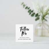Modern wit volg me foto sociale media minimaal vierkante visitekaartje (Staand voorkant)