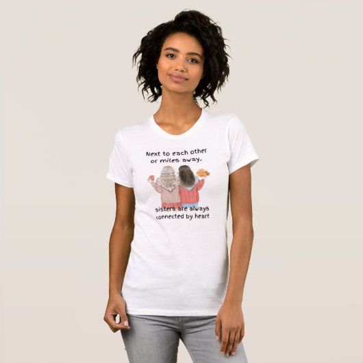 Modern Wit Vrouwen T-shirt - Twee zussen (Voorkant volledig)