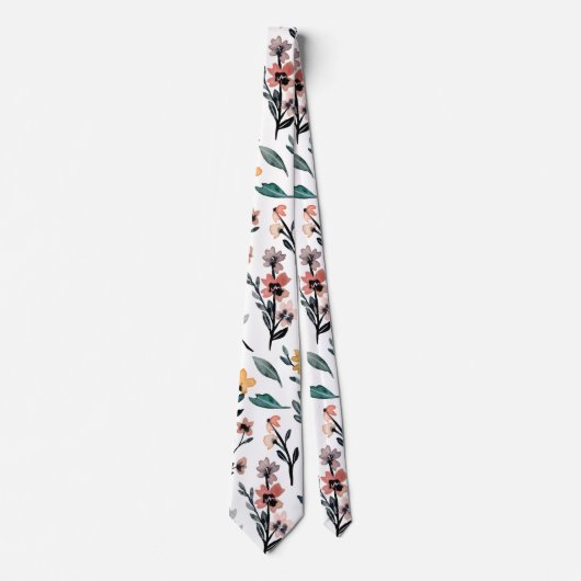 Modern wit Waterverf botanisch bloemmotief Stropdas (Voorkant)