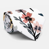 Modern wit Waterverf botanisch bloemmotief Stropdas (Opgerold)