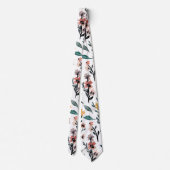 Modern wit Waterverf botanisch bloemmotief Stropdas (Achterkant)