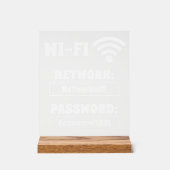 Modern wit wifi-wachtwoord en -netwerk acryl bord (Voorkant)