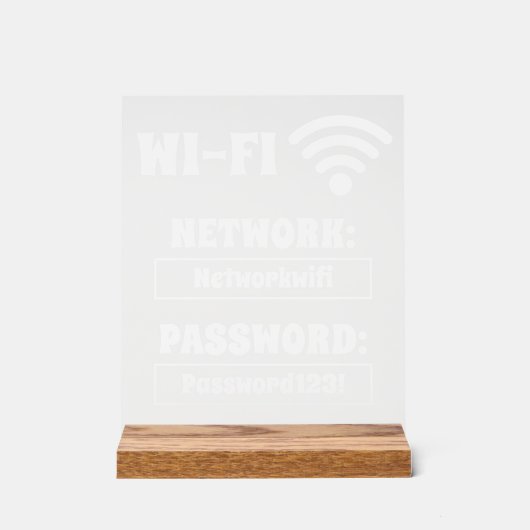 Modern wit wifi-wachtwoord en -netwerk acryl bord (Voorkant)