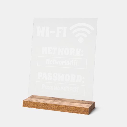 Modern wit wifi-wachtwoord en -netwerk acryl bord (Hoek)