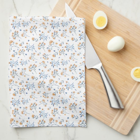 Modern wit  Wildbloempatroon Theedoek (Quarter Fold)