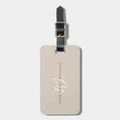 Modern Wit Wit Schreef Monogram Bagagelabel (Voorkant verticaal)