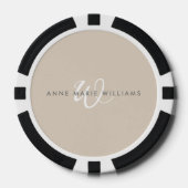 Modern Wit Wit Schreef Monogram Poker Chips (Voorkant)