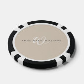 Modern Wit Wit Schreef Monogram Poker Chips (Enkel)