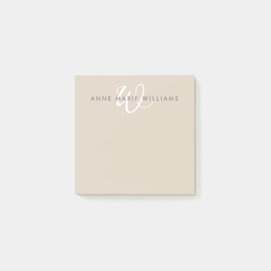 Modern Wit Wit Schreef Monogram Post-it® Notes (Voorkant)