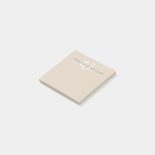 Modern Wit Wit Schreef Monogram Post-it® Notes (Schuin)