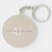 Modern Wit Wit Schreef Monogram Sleutelhanger (Achterkant)