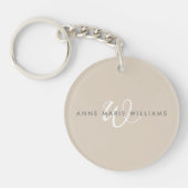 Modern Wit Wit Schreef Monogram Sleutelhanger (Voorkant)