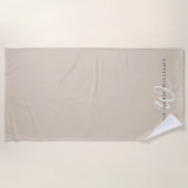 Modern Wit Wit Schreef Monogram Strandlaken (Voorkant)