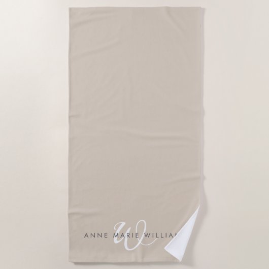 Modern Wit Wit Schreef Monogram Strandlaken (Voorkant)