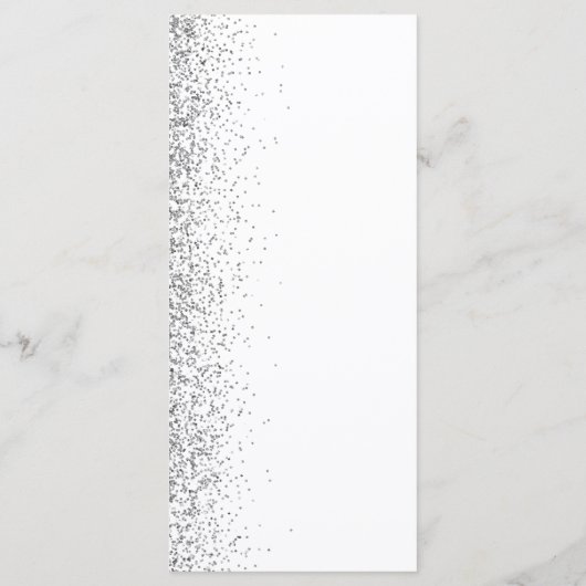 Modern wit zilver glitter rand bruiloft menu (Achterkant)