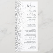 Modern wit zilver glitter rand bruiloft menu (Voorkant)