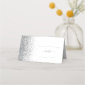 Modern wit zilver glitter rand bruiloft plaatskaartje (Voorkant)