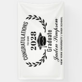 Modern Wit Zwart 2024 Afstuderen Afstuderen Spandoek (Verticaal)