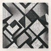 Modern wit & zwart Abstract patroon Glazen Onderzetter (Voorkant)