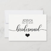 Modern Wit Zwart Ben jij mijn bruidsmeisje? Kaart (Voorkant)